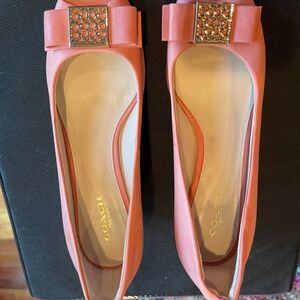Coach wedge heel shoe  Size 7 AA  peach color  very good condition